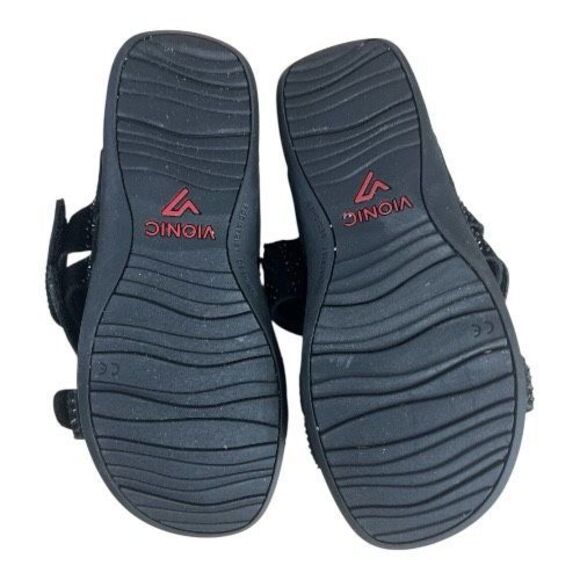 Vionic Alexis Sandals Women Size 8 Black Suede Rhinestone Strappy Slide Platform - Picture 9 of 11